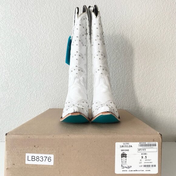 Lane CALYPSO Womens Cowboy Boots 9.5 White Western Cowgirl Mid Calf Pointed Toe - Picture 10 of 11
